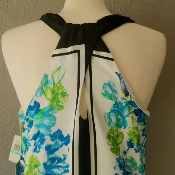 NWT CeCe Playa del Sol Halter Neck Multi Color Floral Dress in New Ivory Size 8 - Picture 4 of 6